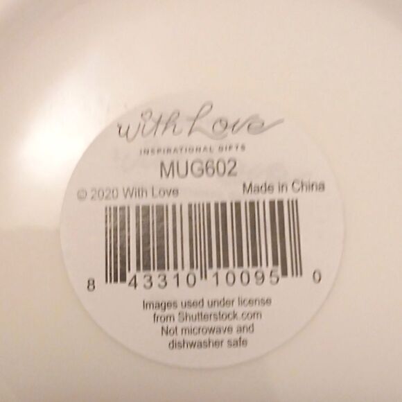 ⭐️ 5/$25 SALE WITH LOVE Coffee Mug NWT PINK, GREEN, PURPLE ON WHITE BACKGROUND - Picture 4 of 5